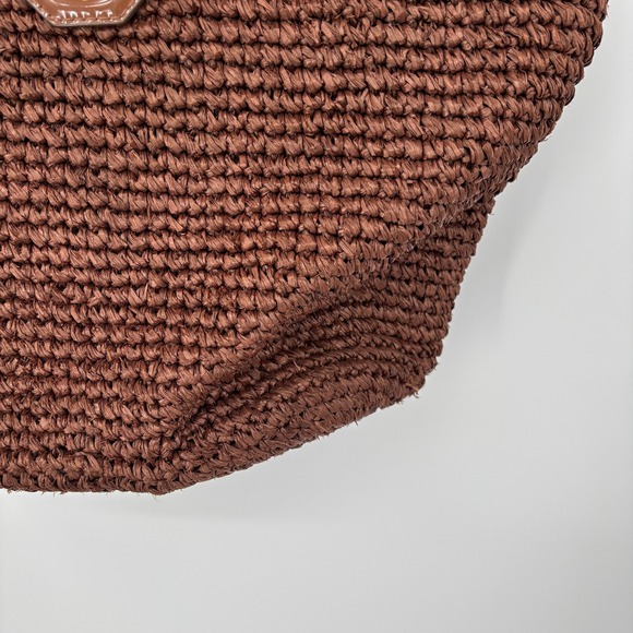 Tory Burch Woven Straw Tote Bag Gold Chain Patent Leather Trim Coastal Boho - Picture 2 of 9